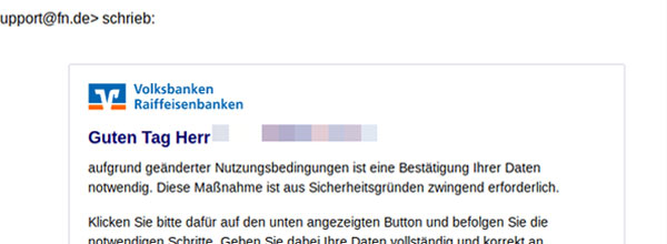 Phishing Mail Sicheres Online Banking Volksbank Raiffeisenbank